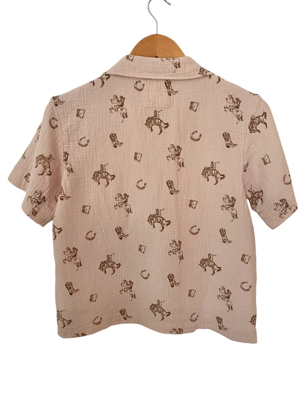 American Eagle 100% Cotton Gauze AE Lounge Button Up Top Sz S Cowgirl Western - Picture 2 of 9